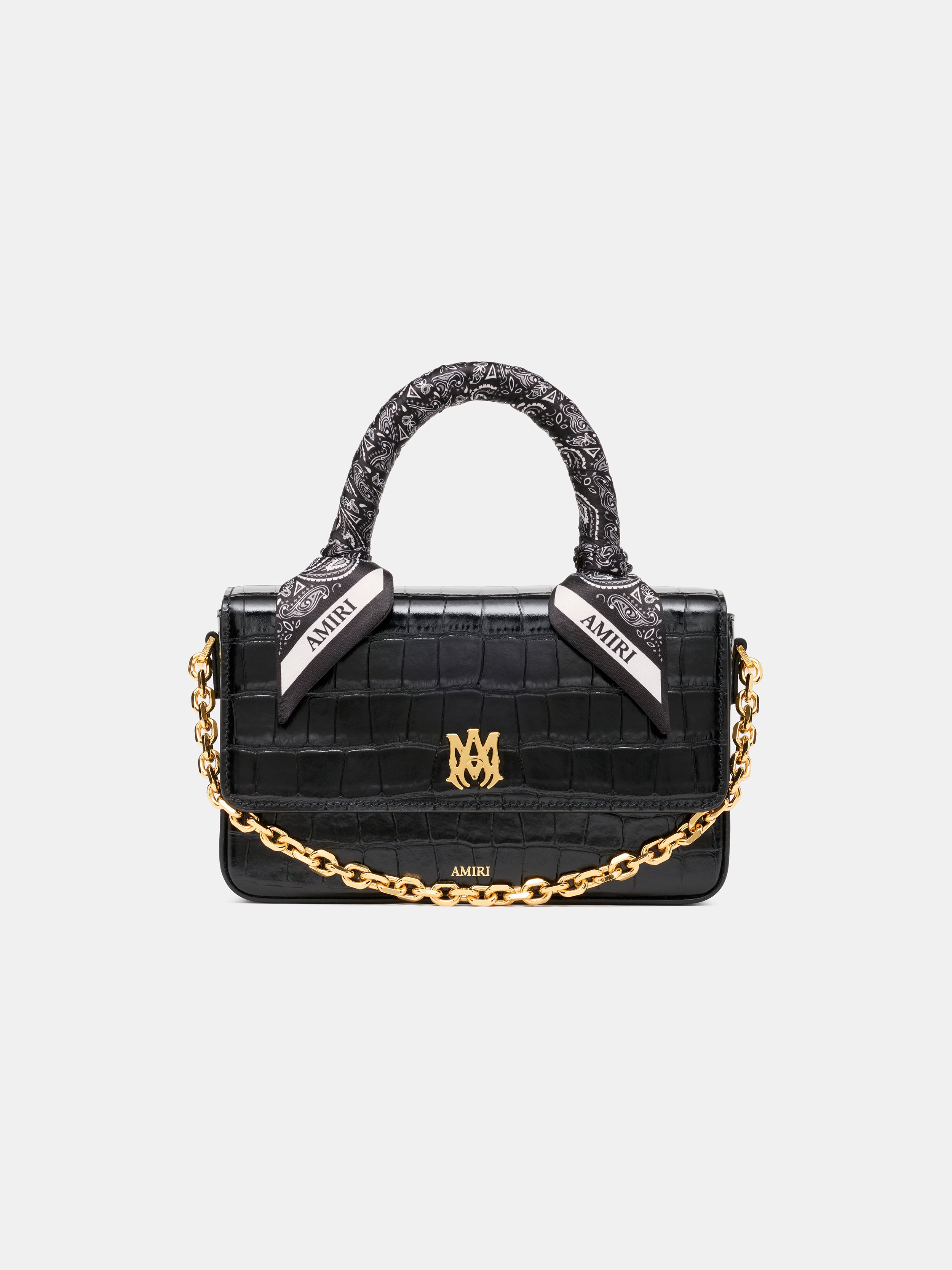 WOMEN - WOMEN'S CROC EMBOSSED LONG MA BAG - BLACK | AMIRI