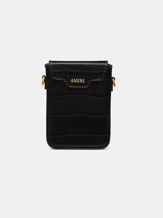 View 2 - CROC EMBOSSED CIGARETTE CASE - BLACK - AMIRI