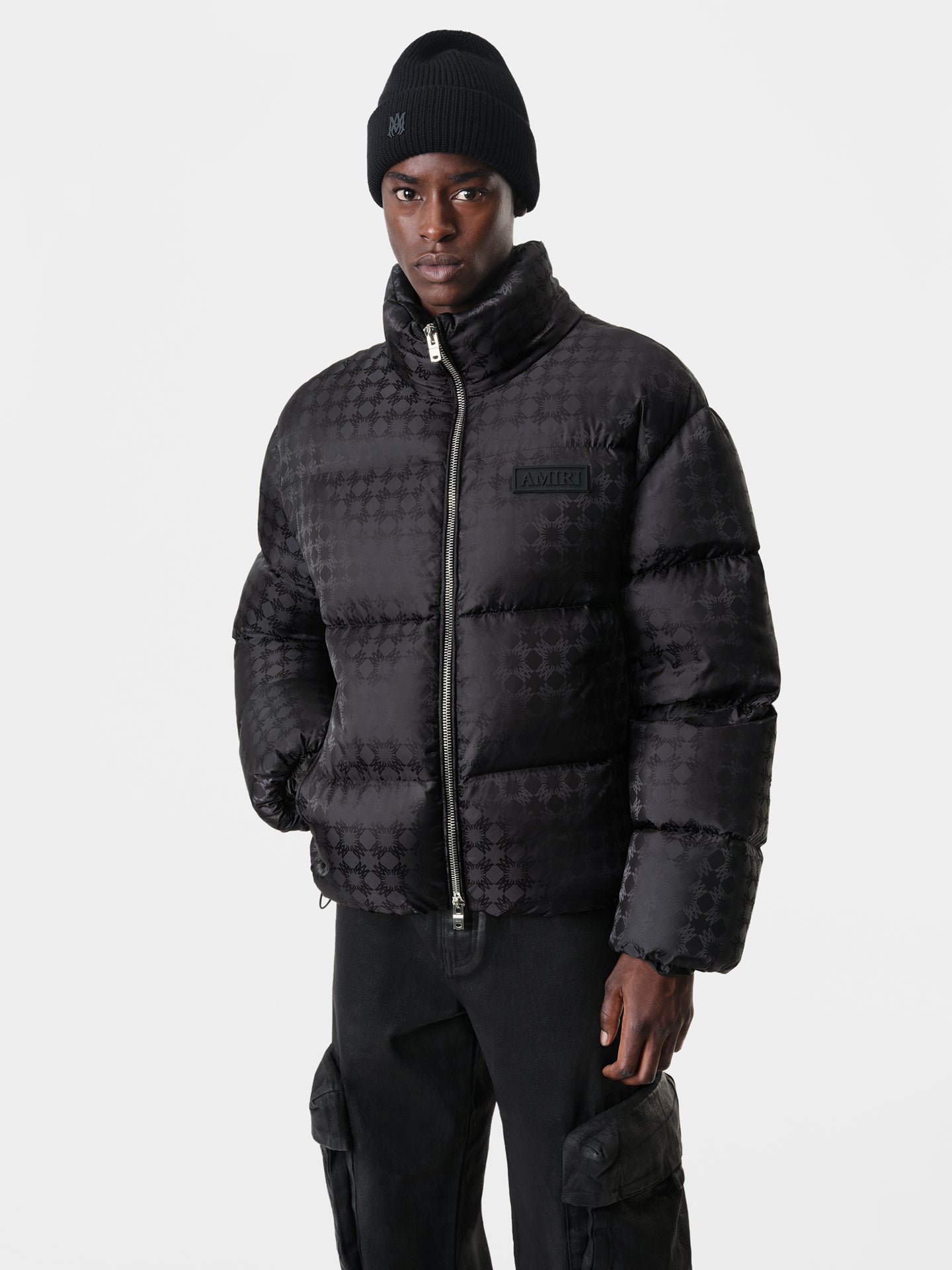 View 3 - MA QUAD JACQUARD DOWN JACKET - Black - AMIRI