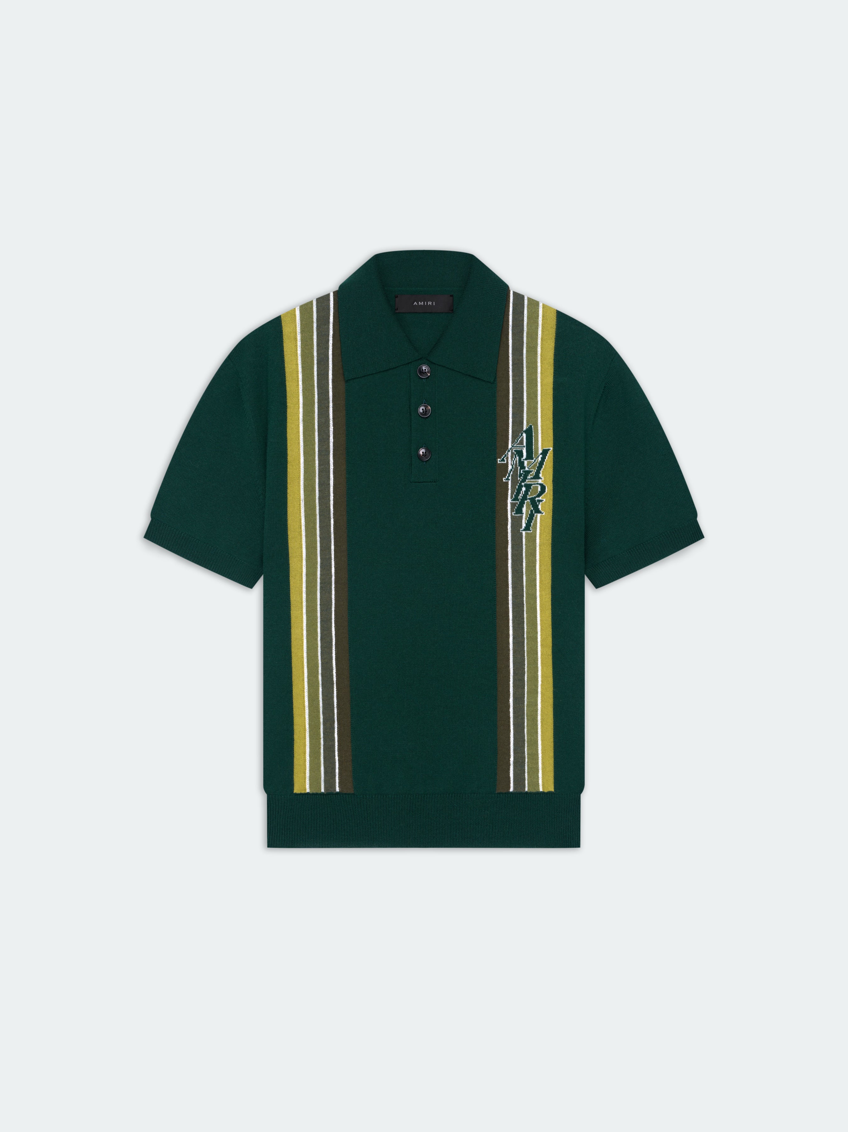 Product AMIRI STACK STRIPE SHORT SLEEVE POLO - Rain Forest featured image