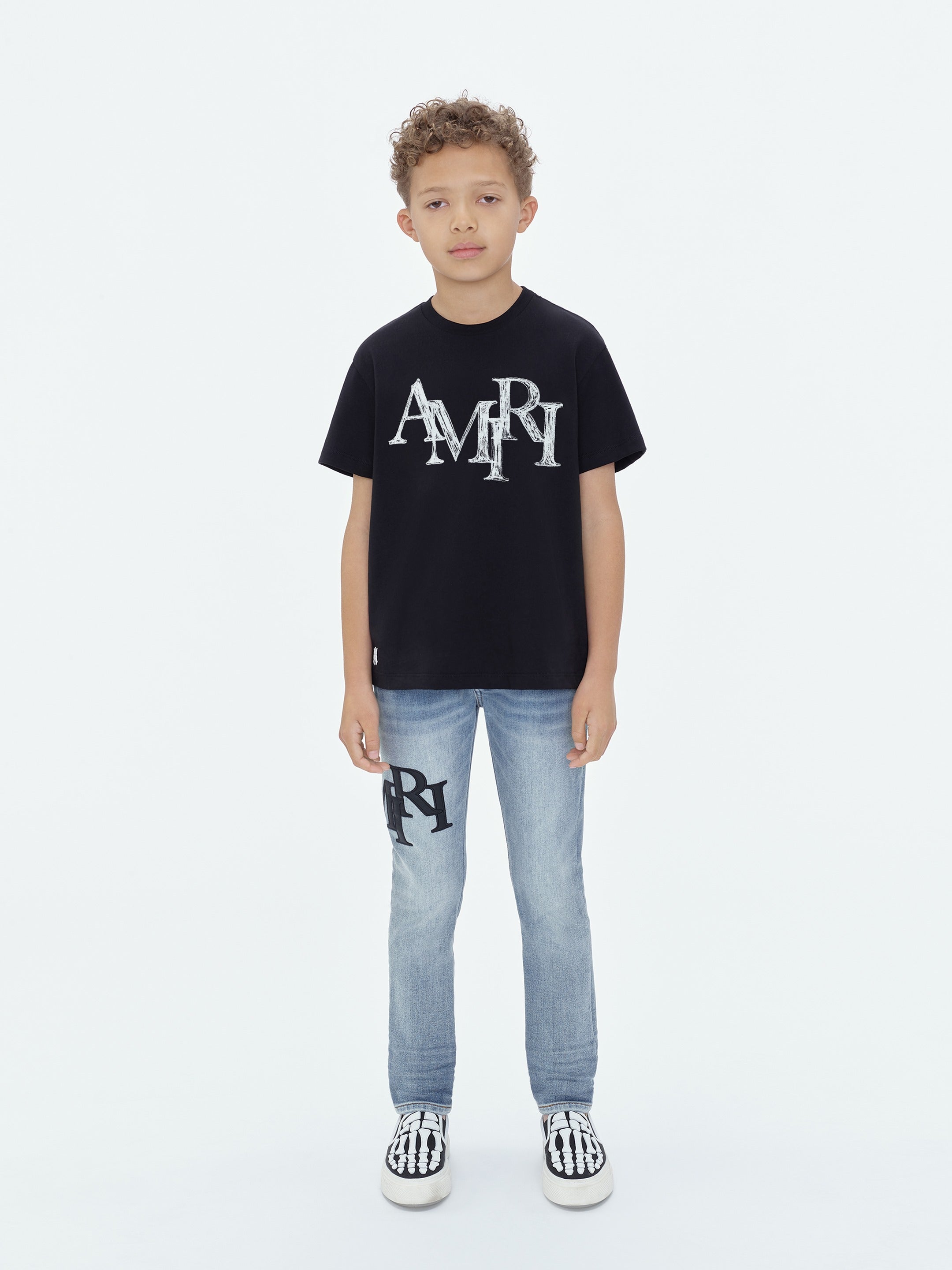 KIDS AMIRI STAGGERED SCRIBBLE TEE Black