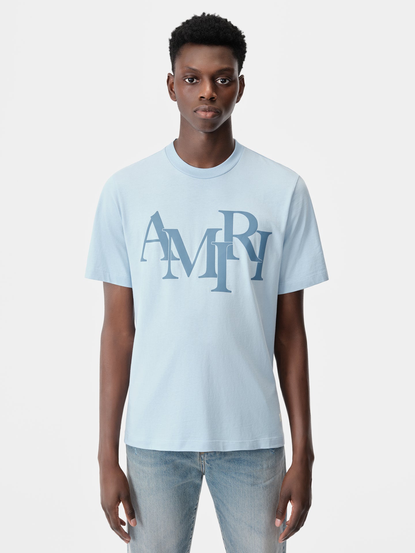 AMIRI STAGGERED TEE - Cerulean