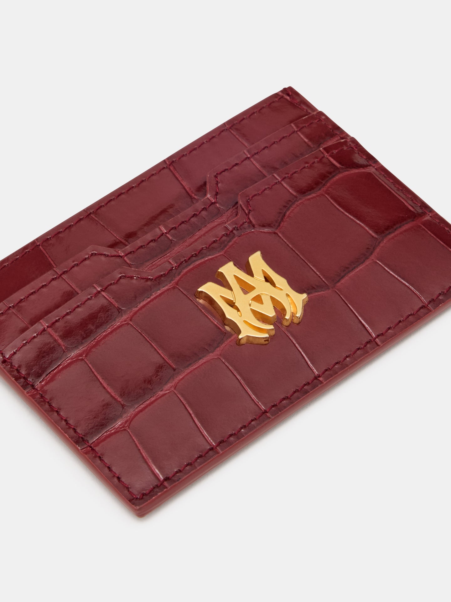 CROC EMBOSSED CARD HOLDER - WINE - AMIRI