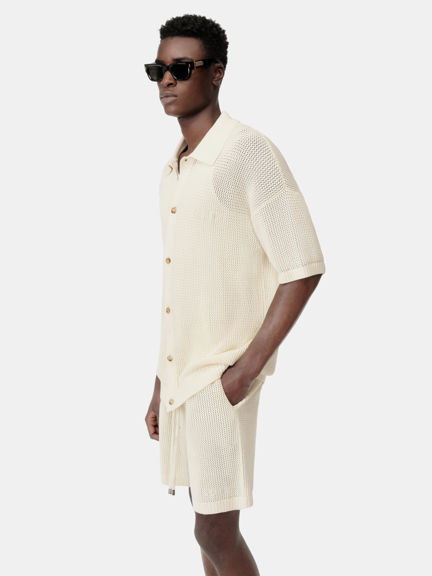 AMIRI CROCHET MESH SHIRT - Ivory - AMIRI