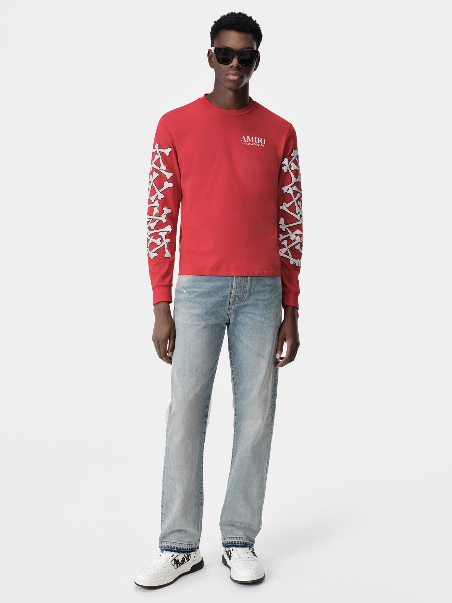 Product BONES STACKED LONG SLEEVE TEE - Red featured image