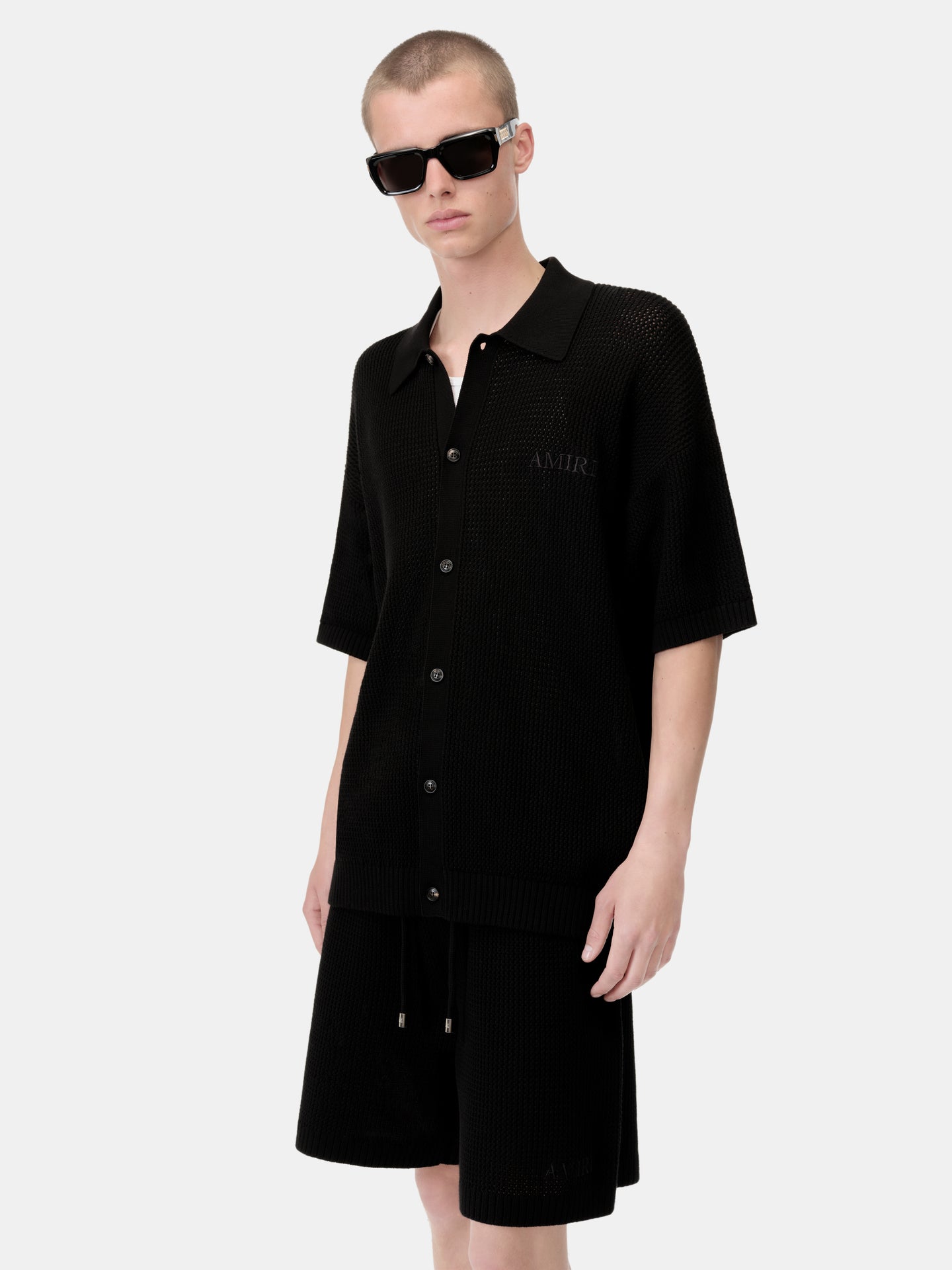 AMIRI CROCHET MESH SHIRT - Black - AMIRI