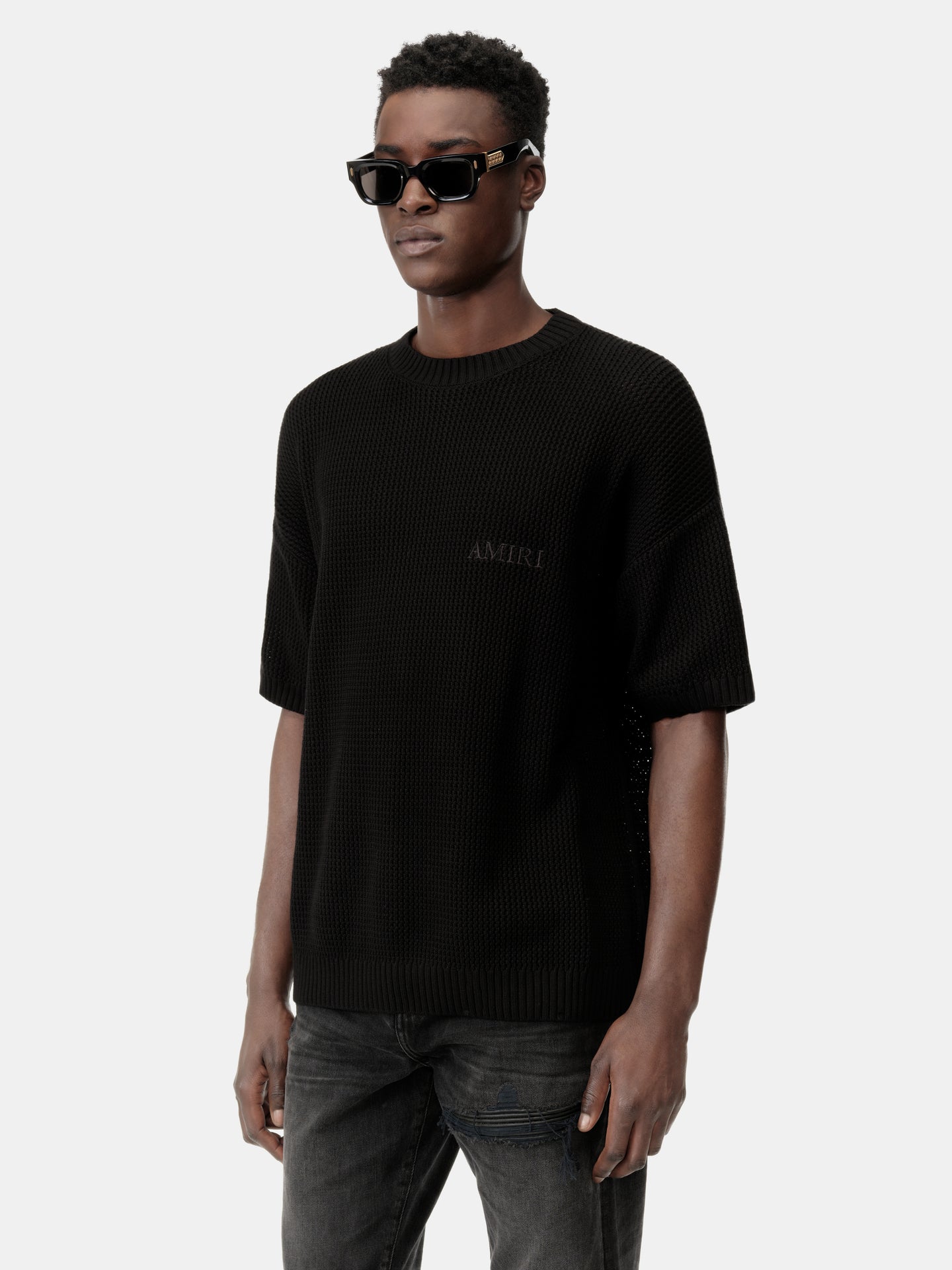 AMIRI CROCHET MESH TSHIRT - Black - AMIRI