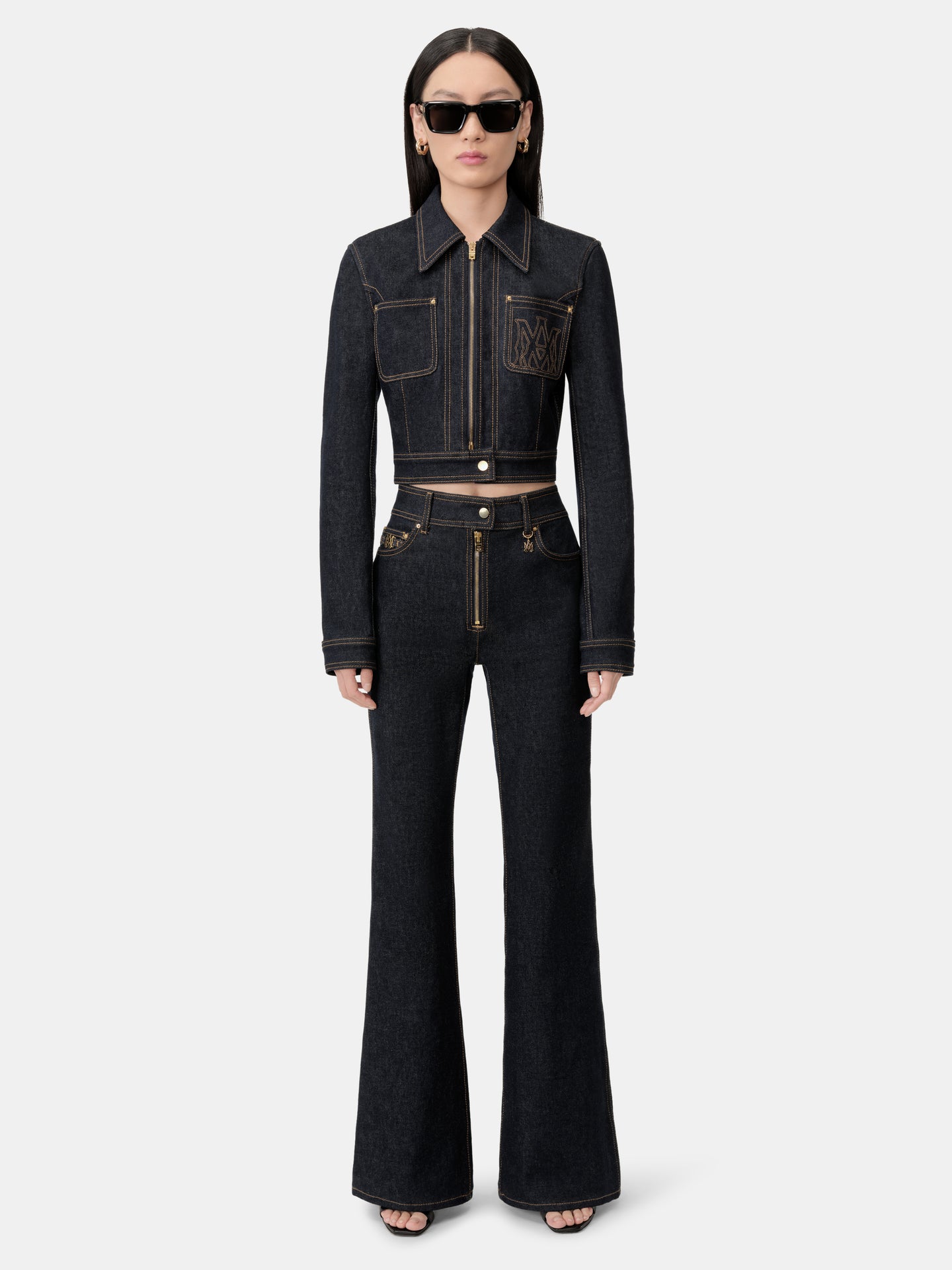 WOMEN - WOMEN'S ZIP UP CROPPED DENIM JACKET - Raw Indigo - AMIRI