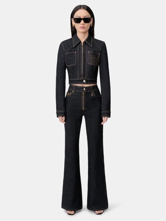 WOMEN - WOMEN'S ZIP UP CROPPED DENIM JACKET - Raw Indigo - AMIRI