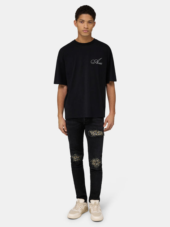CRYSTAL AMIRI SCRIPT OVERSIZED TEE - Black - AMIRI