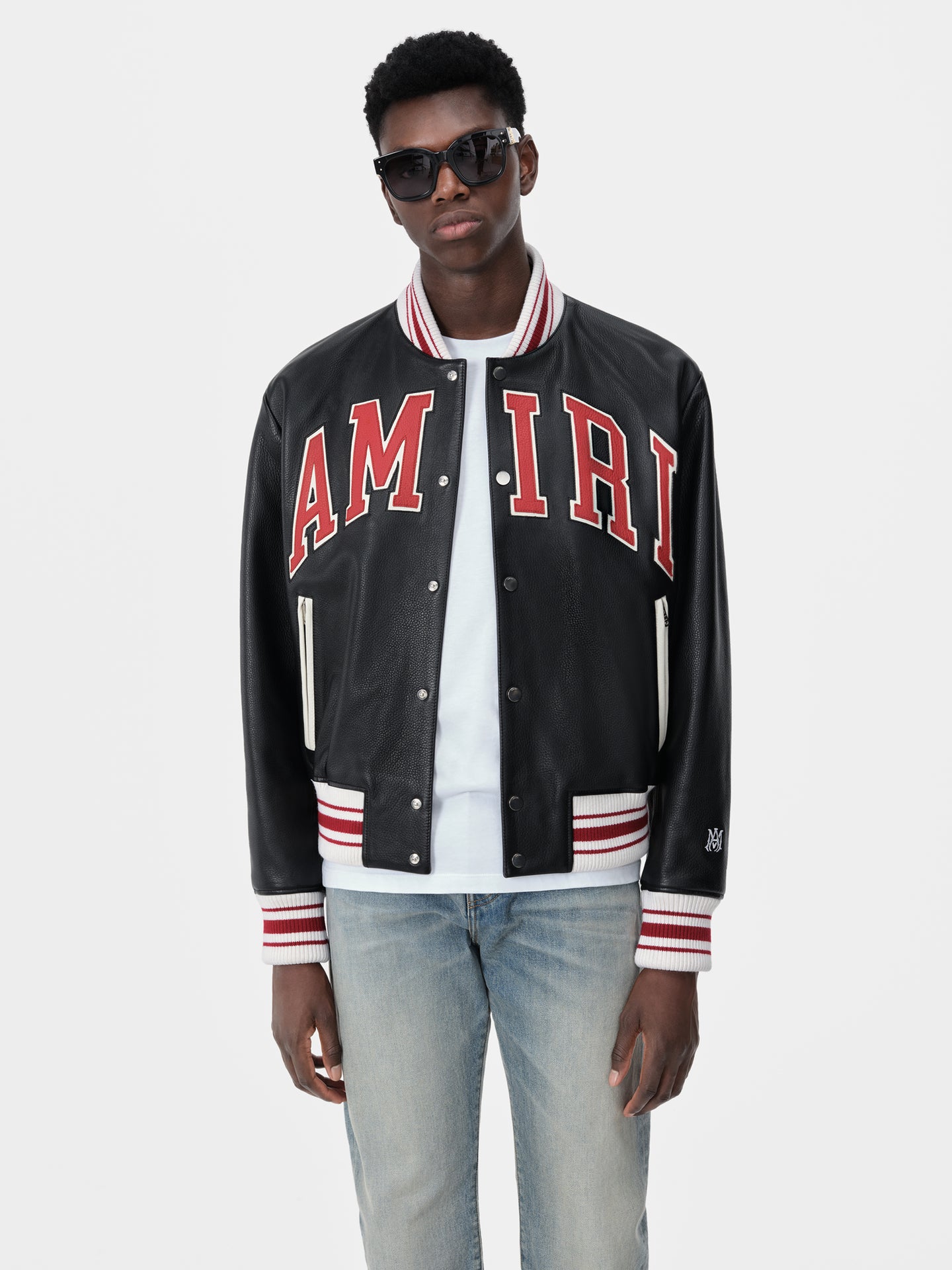 AMIRI LEATHER BOMBER - Black