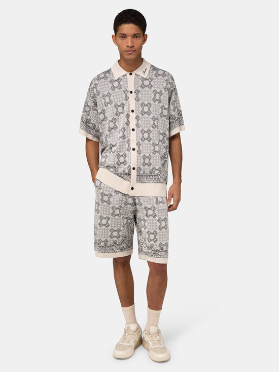 MA QUAD CHECK MESH KNIT SHIRT - Alabaster