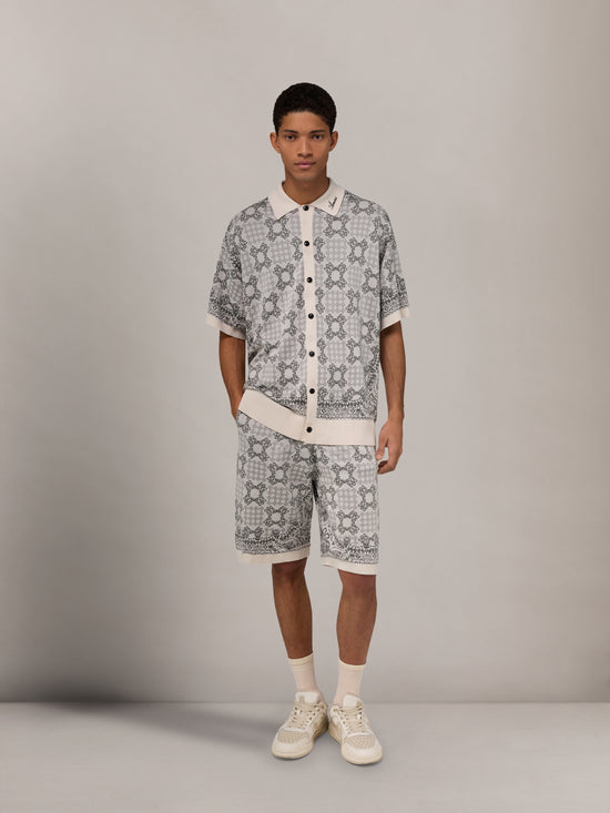 MA QUAD CHECK MESH KNIT SHIRT - Alabaster