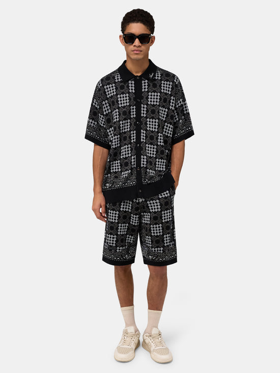 MA QUAD CHECK MESH KNIT SHIRT - Black - AMIRI