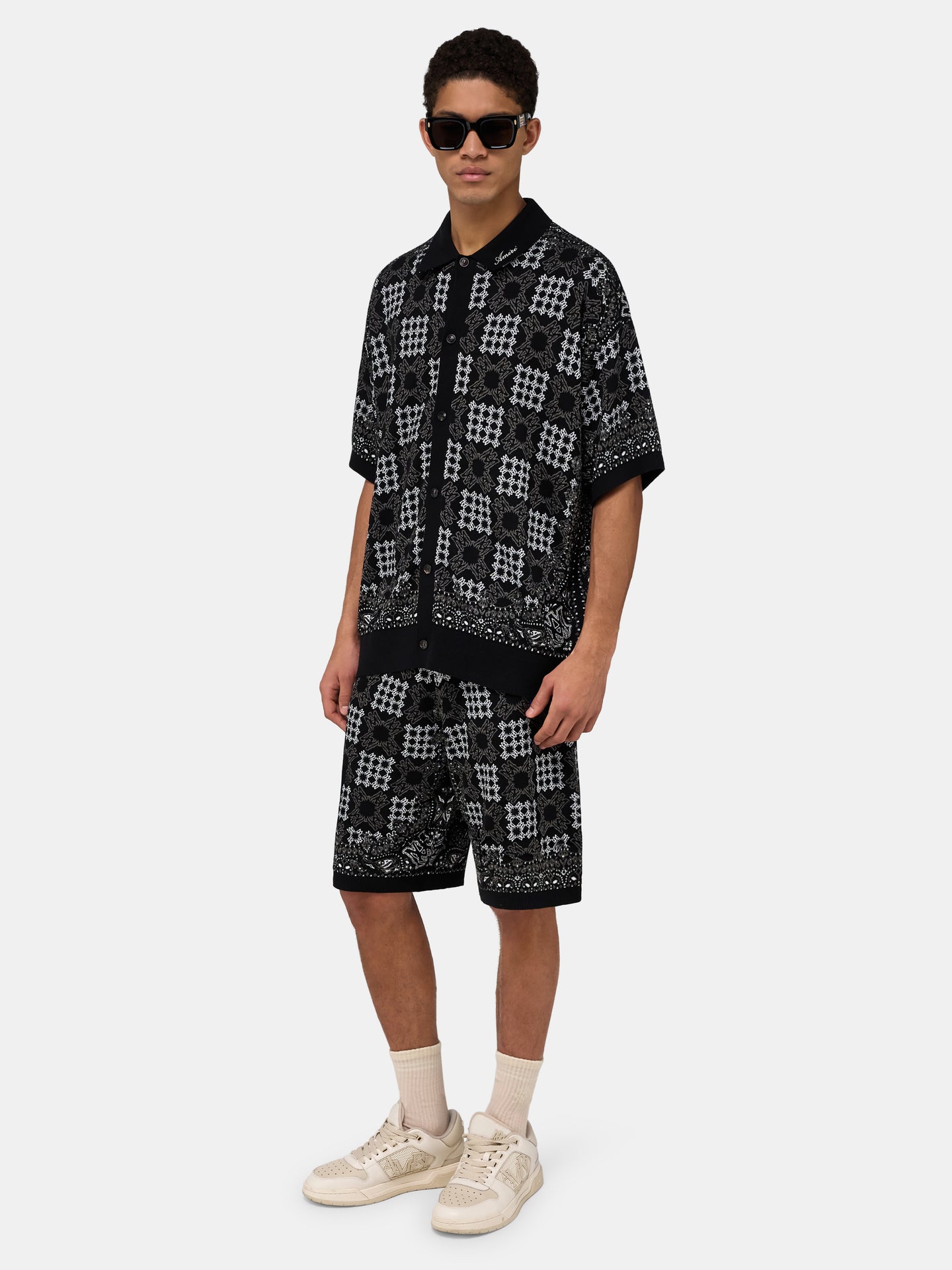 MA QUAD CHECK MESH KNIT SHORT - Black - AMIRI