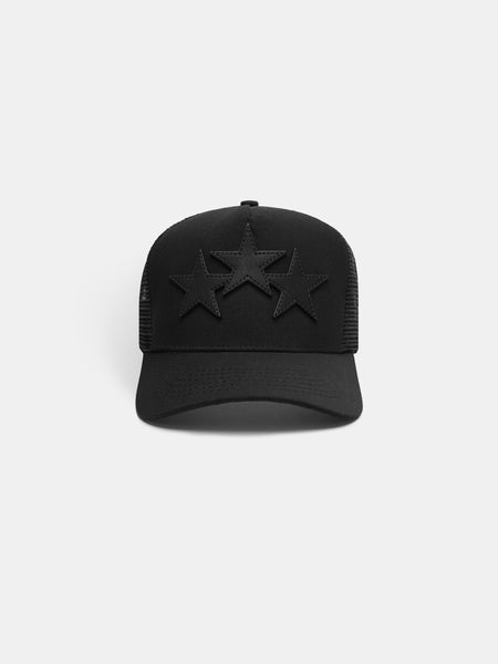 AMIRI Black 3 Star Trucker Hat Amiri AMIRI STAR TRUCKER HAT スター
