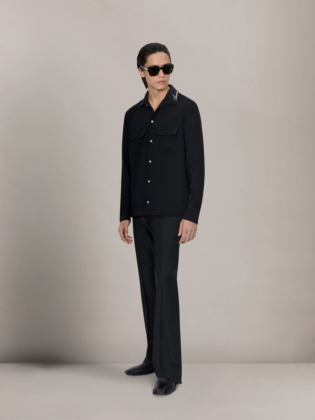 ROUND POCKET DRESS SHIRT - Black - AMIRI