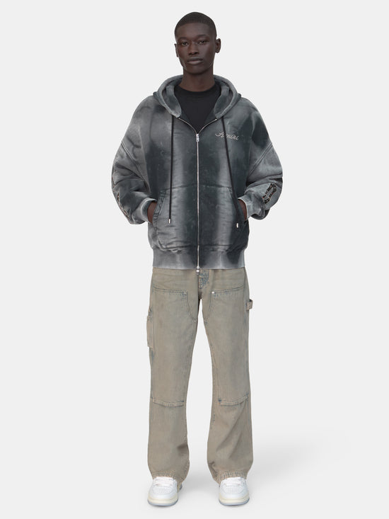 BONES STUDDED OVERSIZED ZIP HOODIE - Black - AMIRI