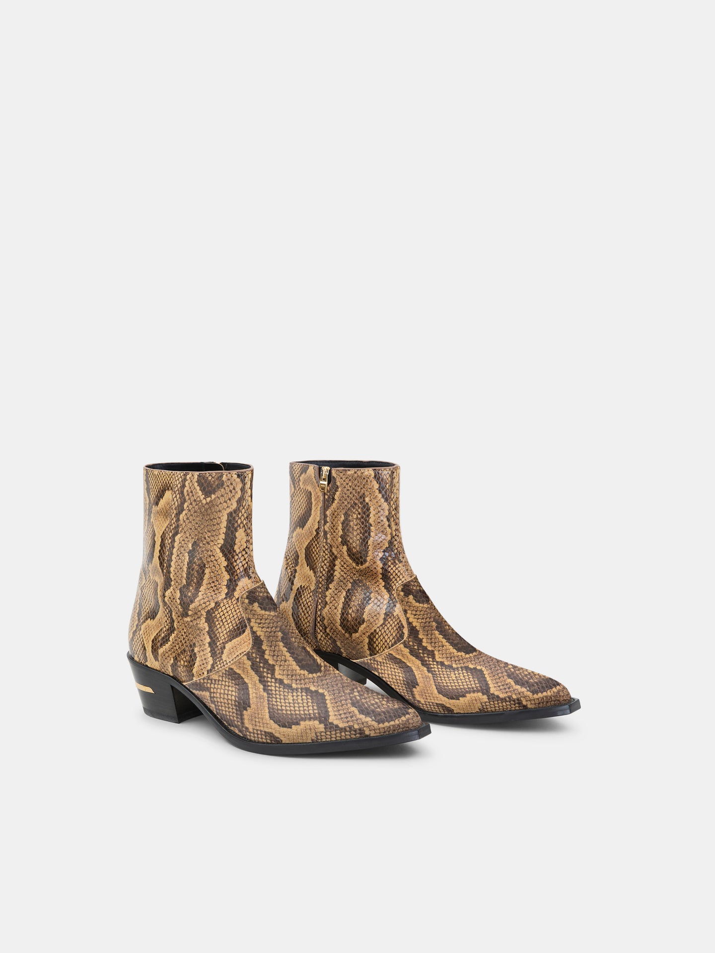 PYTHON EMBOSSED RYDER BOOT - Brown