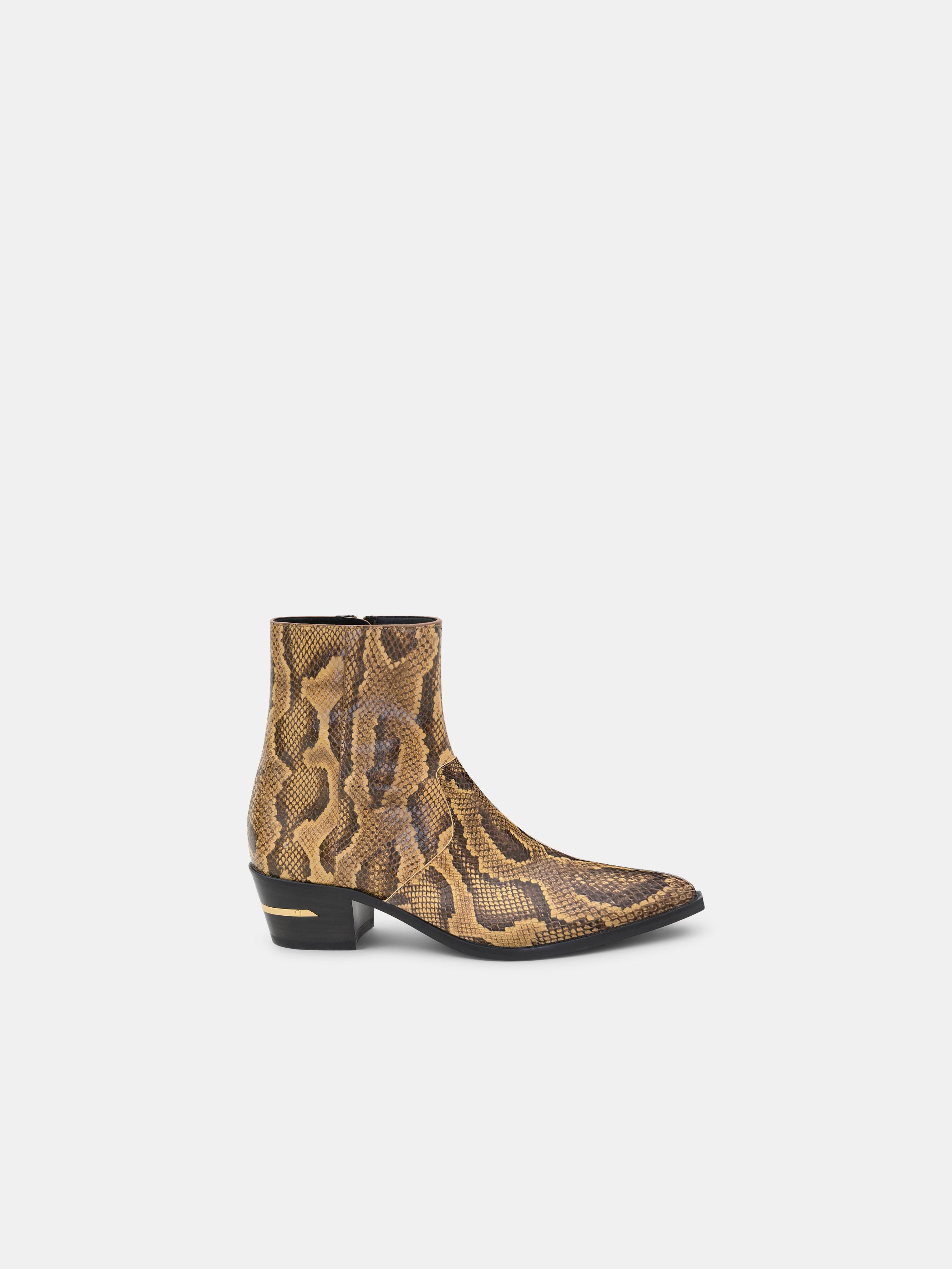 Product PYTHON EMBOSSED RYDER BOOT - Brown featured image