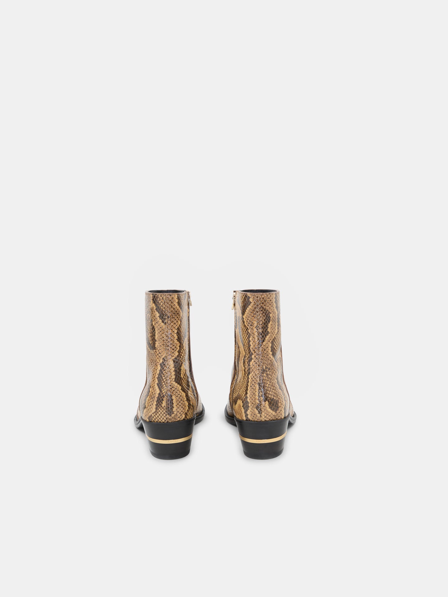 PYTHON EMBOSSED RYDER BOOT - Brown