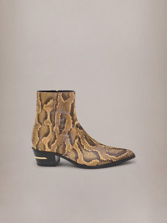 PYTHON EMBOSSED RYDER BOOT - Brown