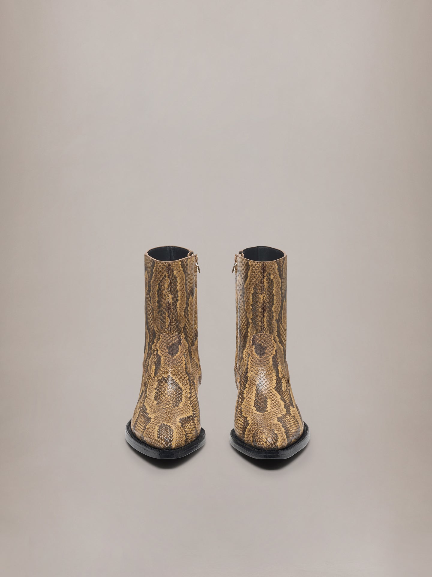 PYTHON EMBOSSED RYDER BOOT - Brown