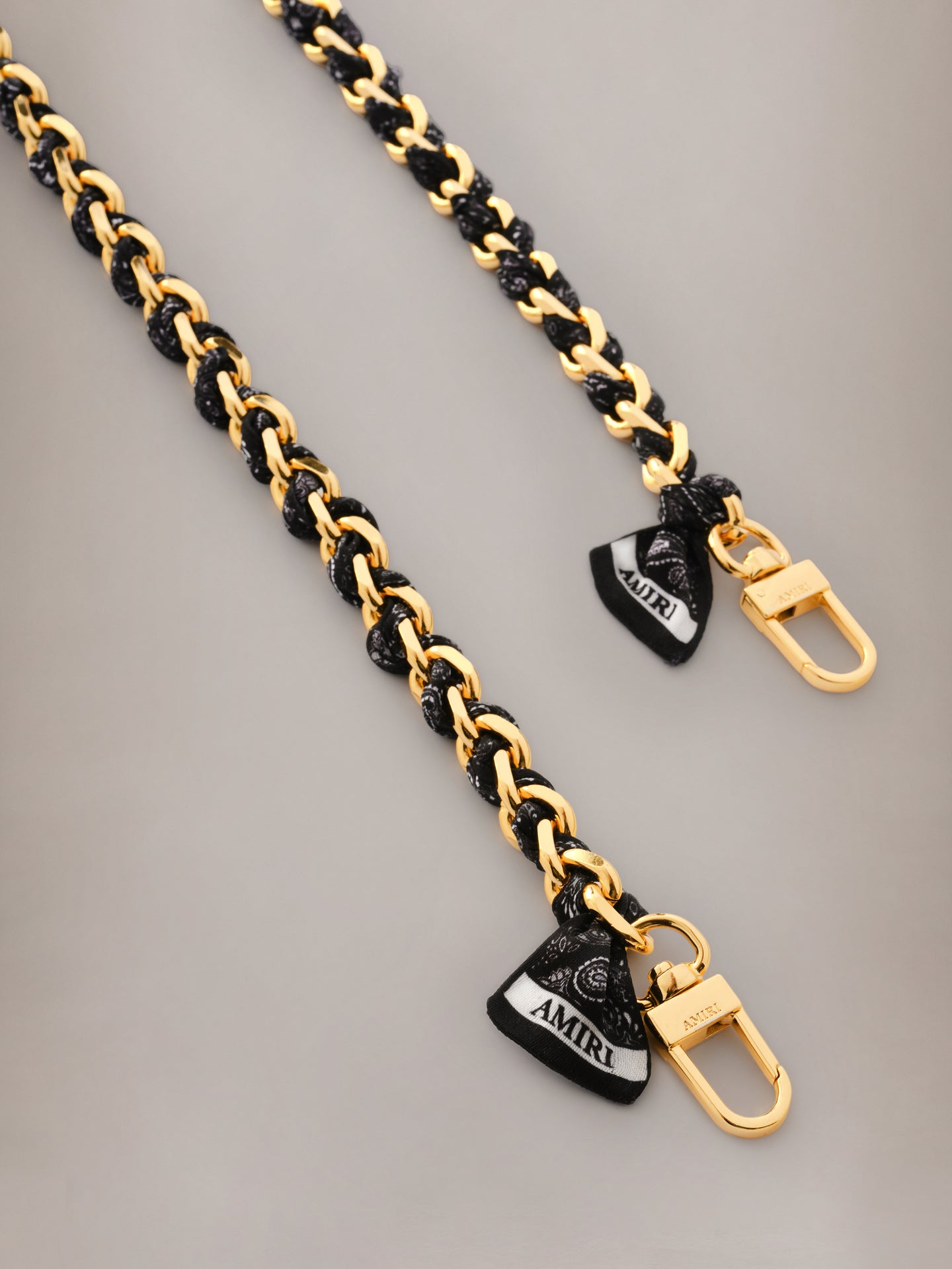 WOMENS - WOMEN'S BANDANA SILK CHAIN STRAP - Black Gold - AMIRI
