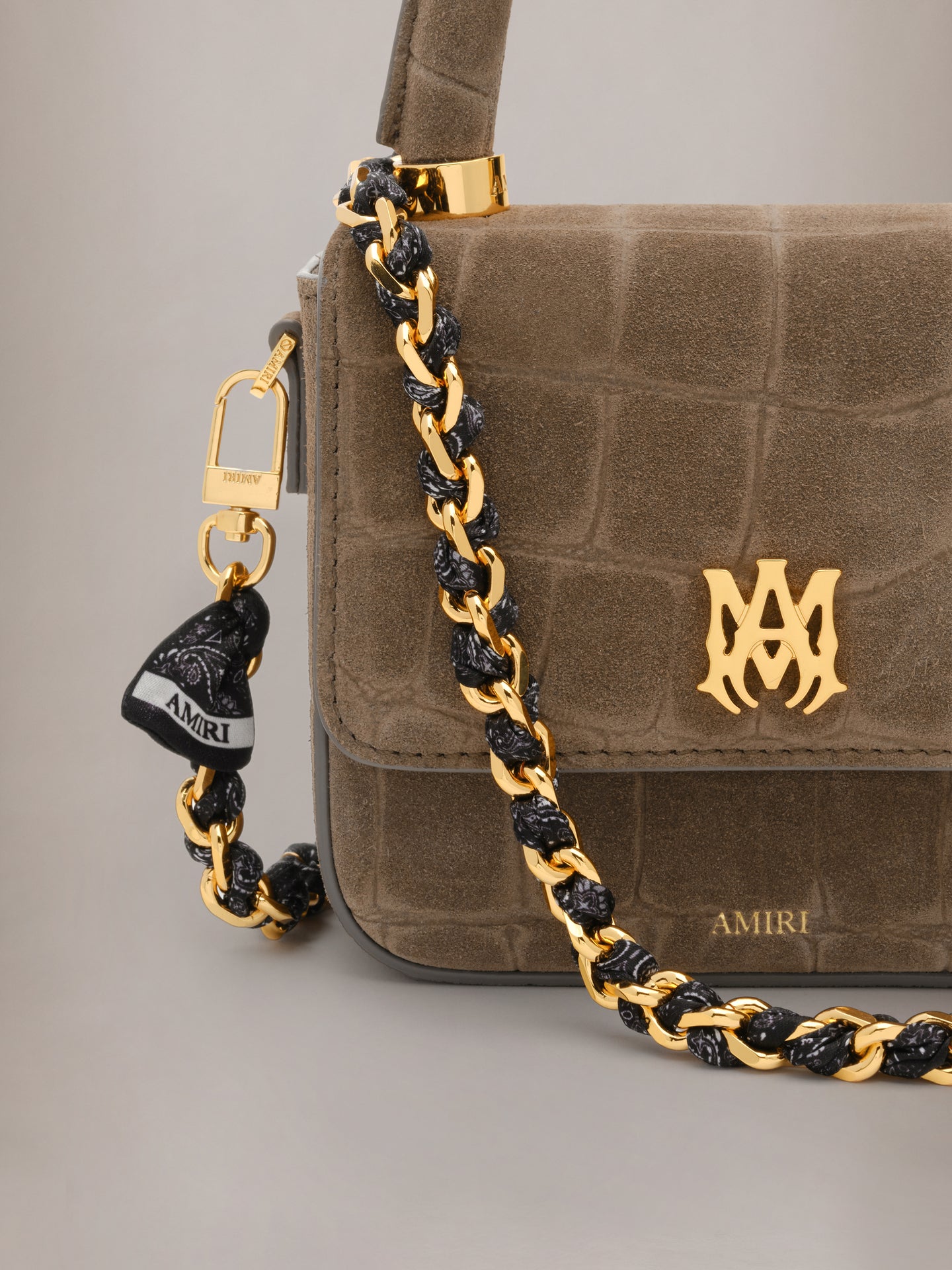 WOMENS - WOMEN'S BANDANA SILK CHAIN STRAP - Black Gold - AMIRI