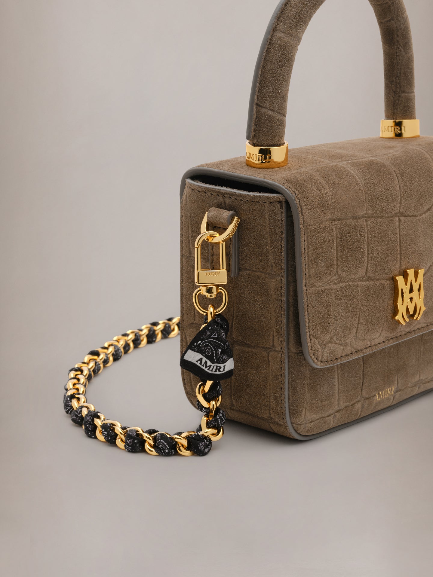 WOMENS - WOMEN'S BANDANA SILK CHAIN STRAP - Black Gold - AMIRI