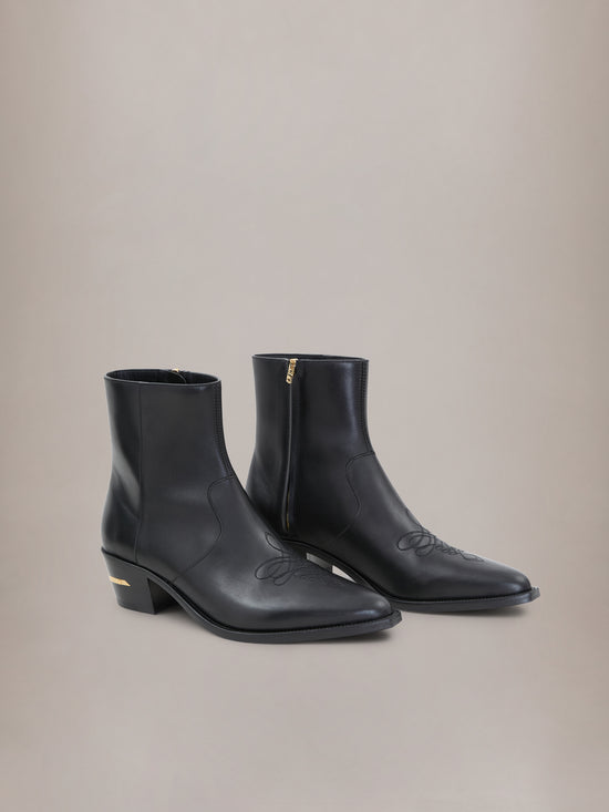 LEATHER RYDER BOOT - Black Gold
