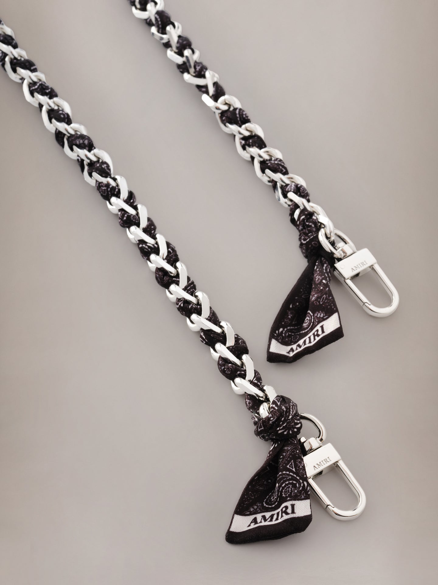 WOMENS - WOMEN'S BANDANA SILK CHAIN STRAP - Black Nickel - AMIRI