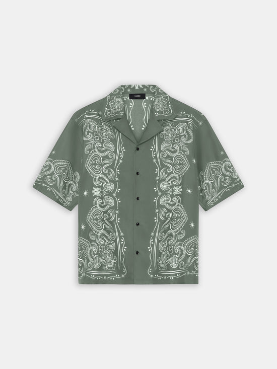 BANDANA PAINT OVERSIZED BOWLING SHIRT - Dark Sage - AMIRI