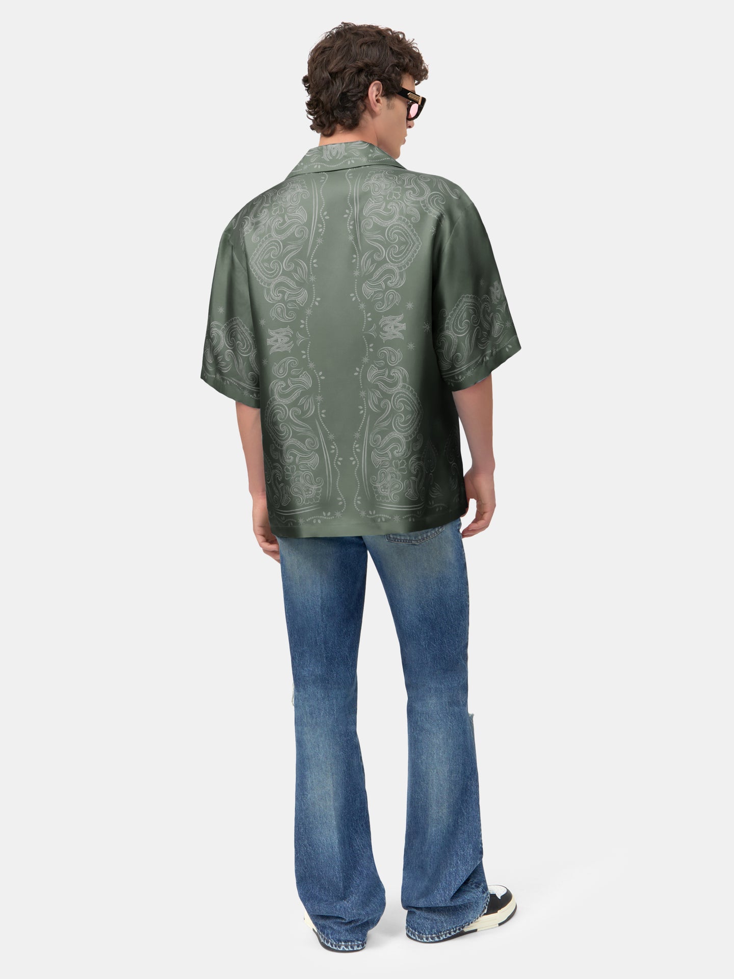 BANDANA PAINT OVERSIZED BOWLING SHIRT - Dark Sage - AMIRI