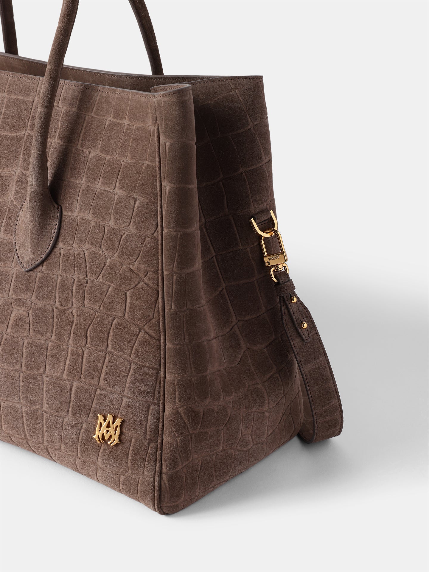 SUEDE CROC HONEY 50 TOTE - Dark Brown