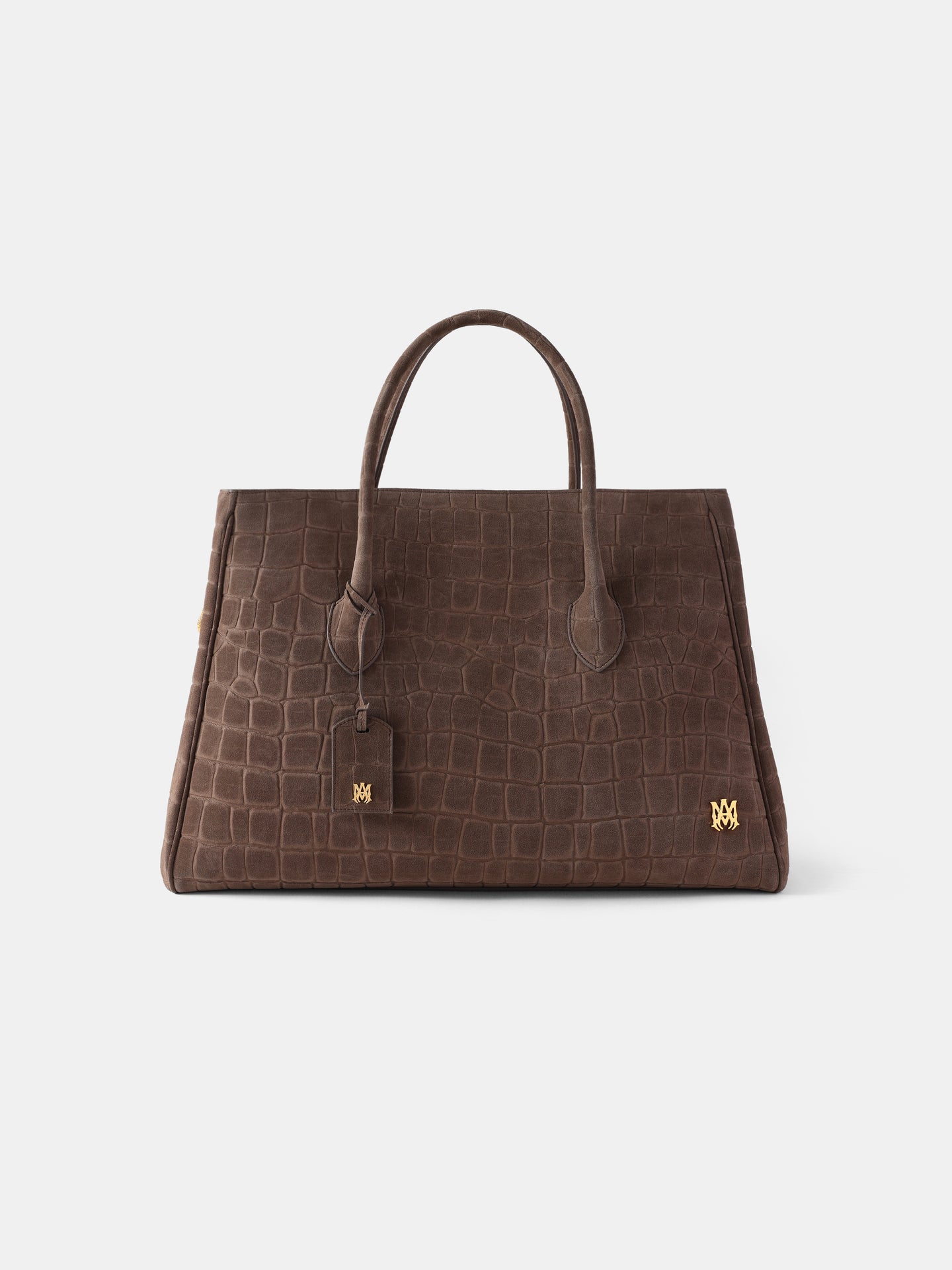 SUEDE CROC HONEY 50 TOTE - Dark Brown