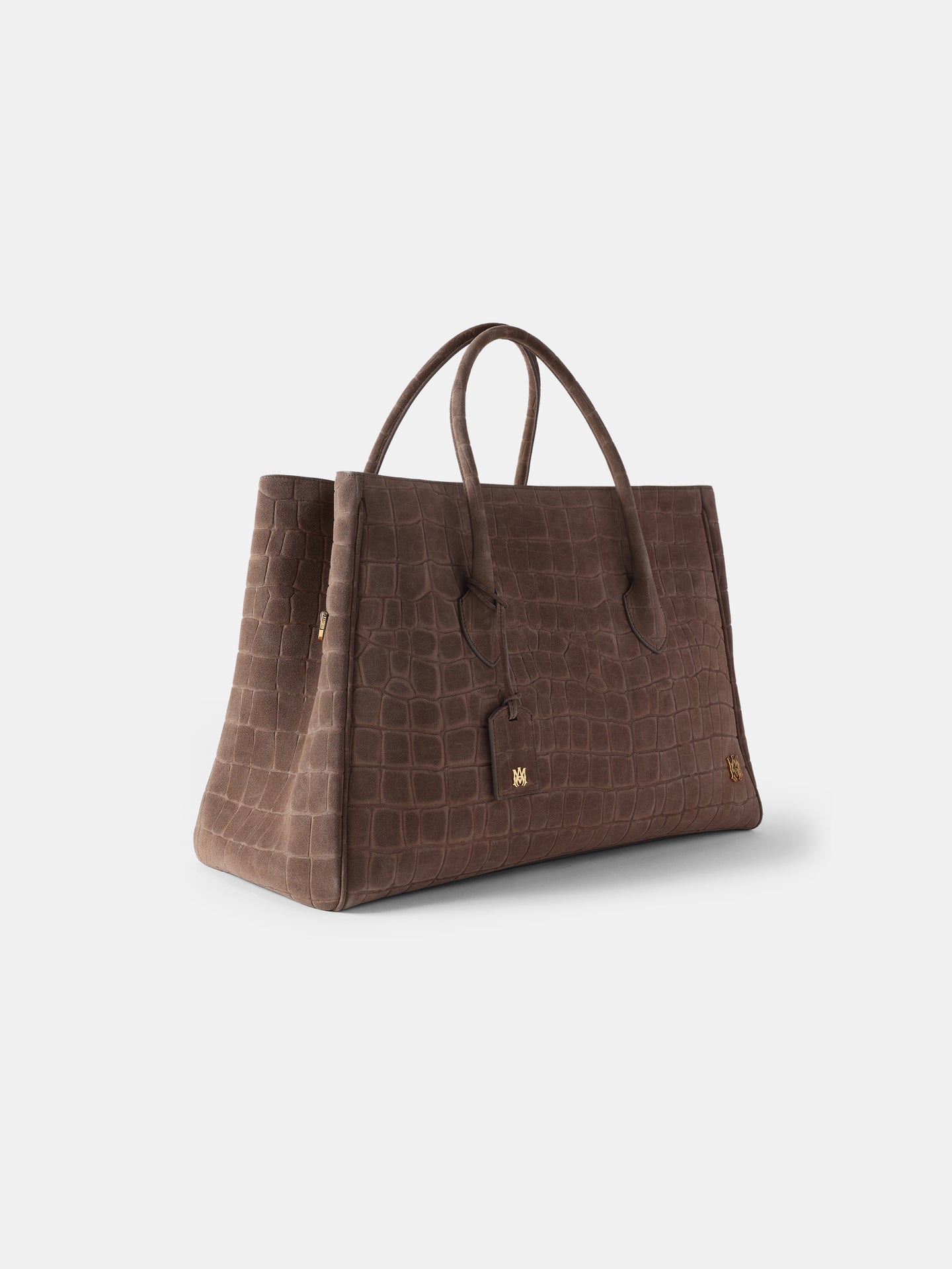 SUEDE CROC HONEY 50 TOTE - Dark Brown
