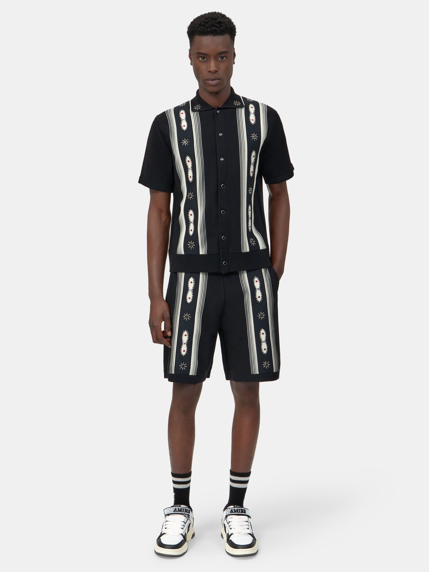 STUD STRIPE SHORT - Black - AMIRI