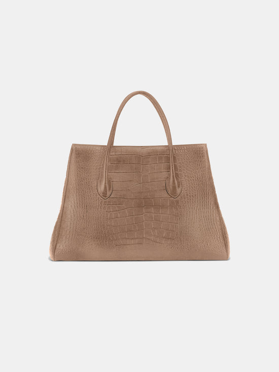 SUEDE CROC HONEY 50 TOTE - Dark Brown