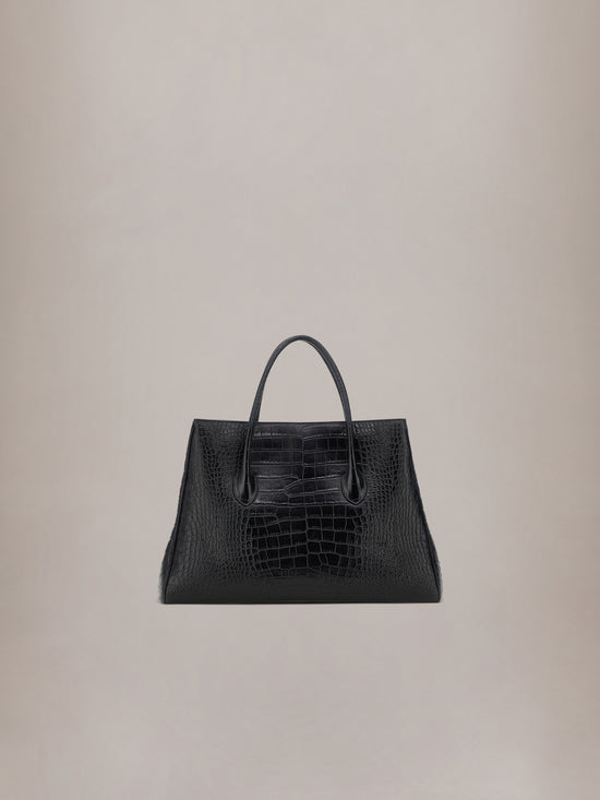 EMBOSSED CROC HONEY 50 TOTE - Black