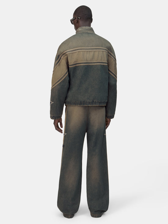 AMIRI SPORT DENIM TRACK JACKET - Worn Slate - AMIRI