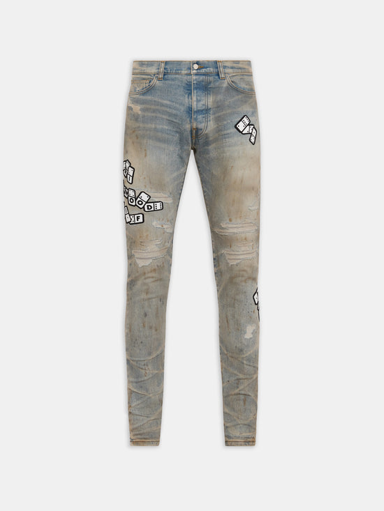 DOMINO APPLIQUE SKINNY JEAN - Perfect Antique Indigo - AMIRI
