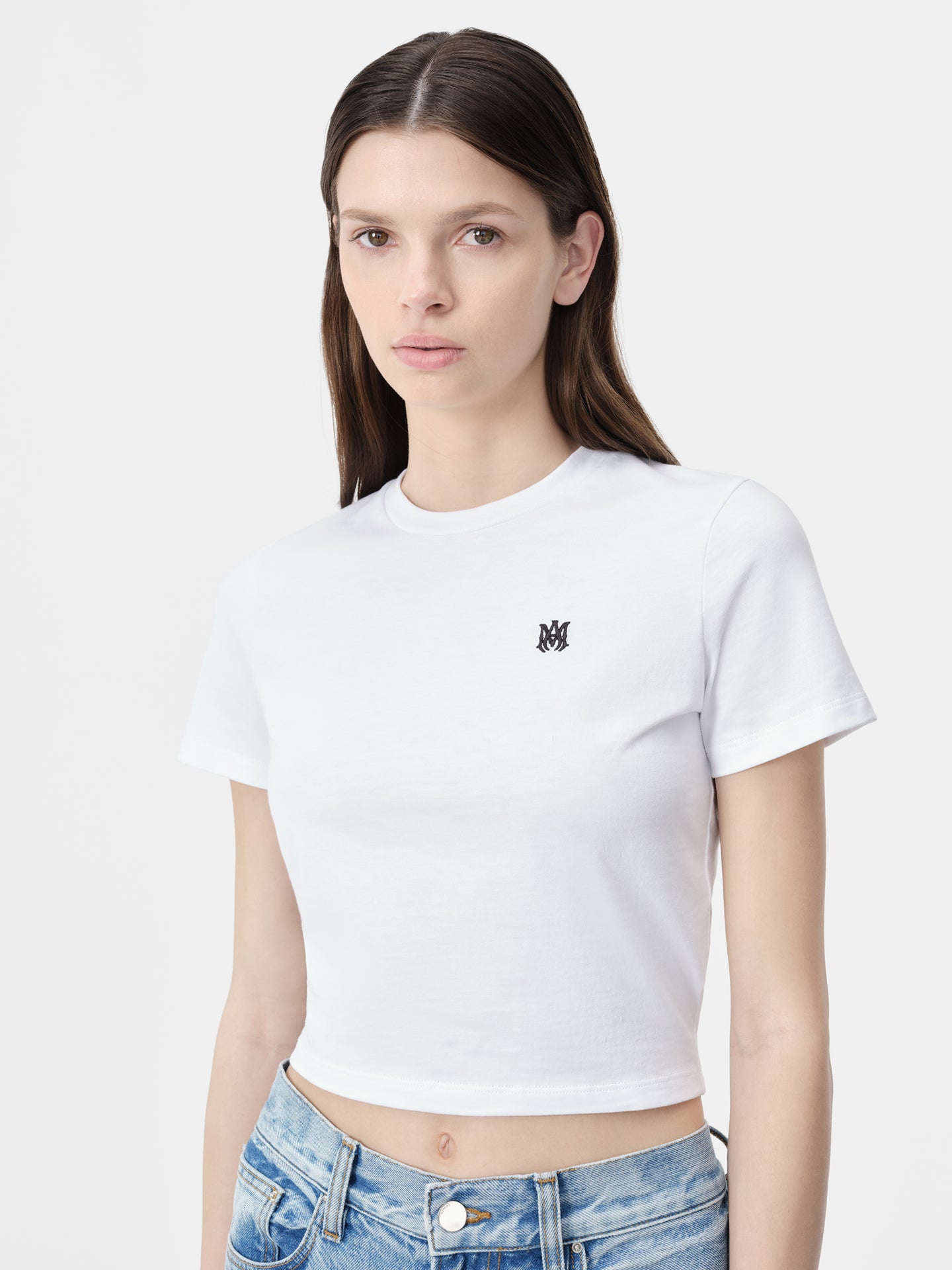 WOMEN - MA EMBROIDERED BABY TEE - White