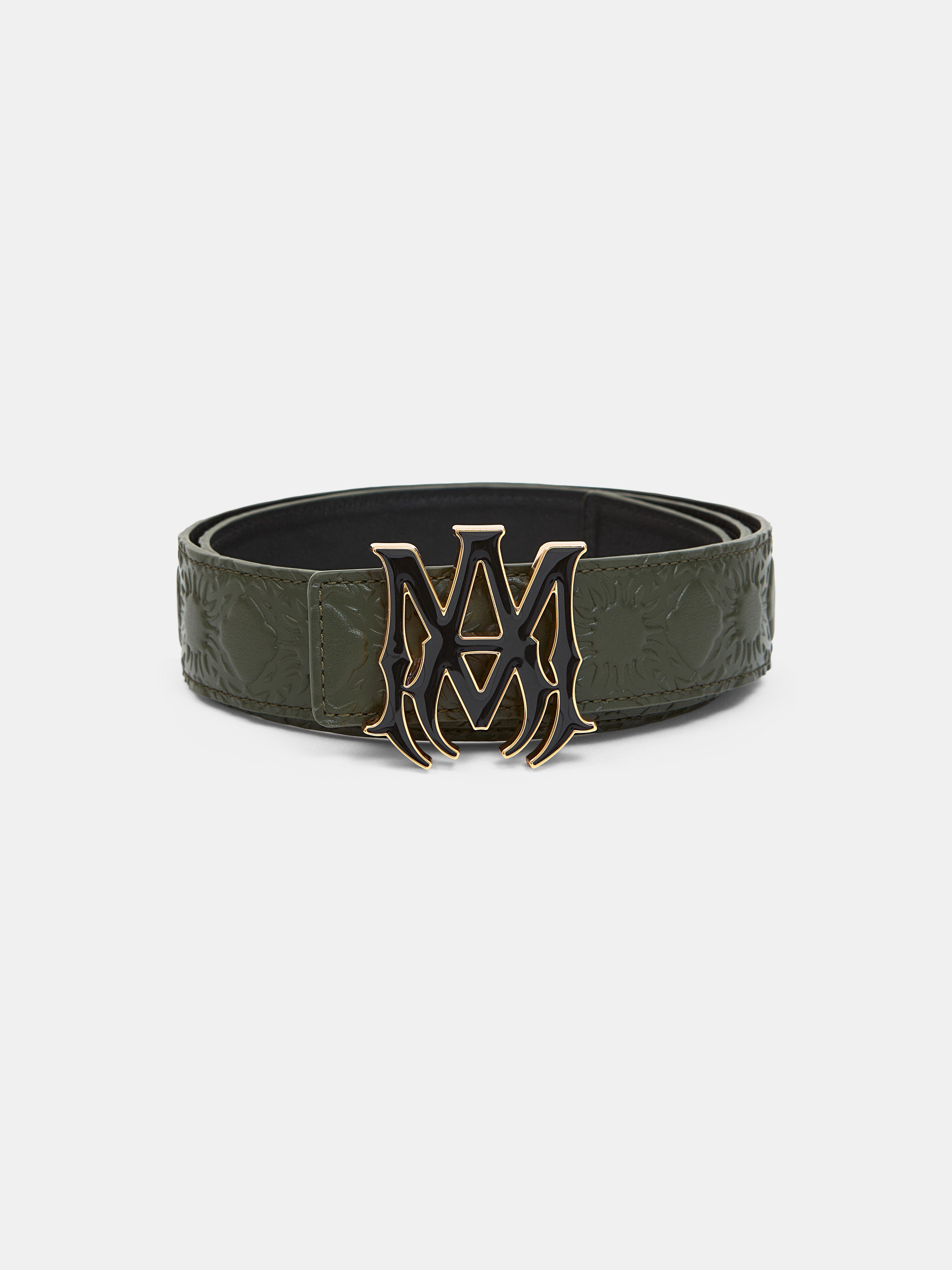 Amiri MA QUAD LEATHER 4CM BELT - Dark Sage
