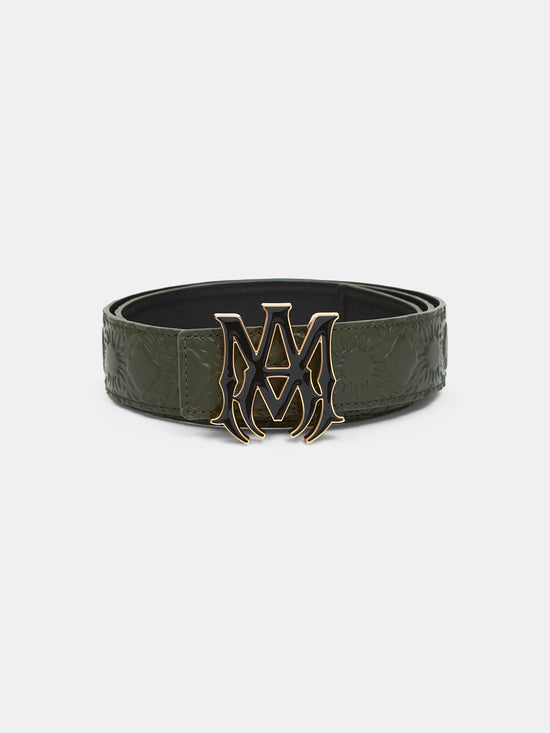 MA QUAD LEATHER 4CM BELT - Dark Sage - AMIRI