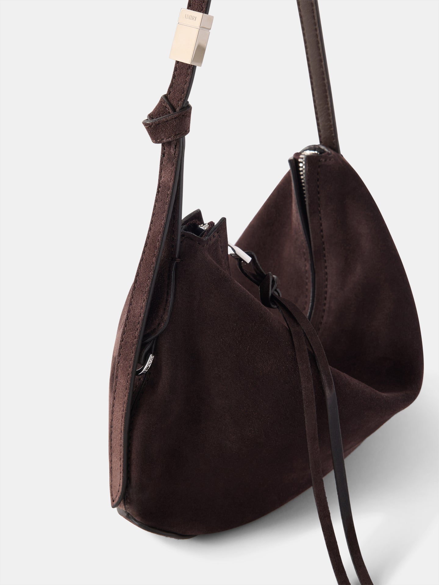 WOMEN - WOMEN'S SUEDE BABY BISCOTTO BAG - Dark Brown - AMIRI