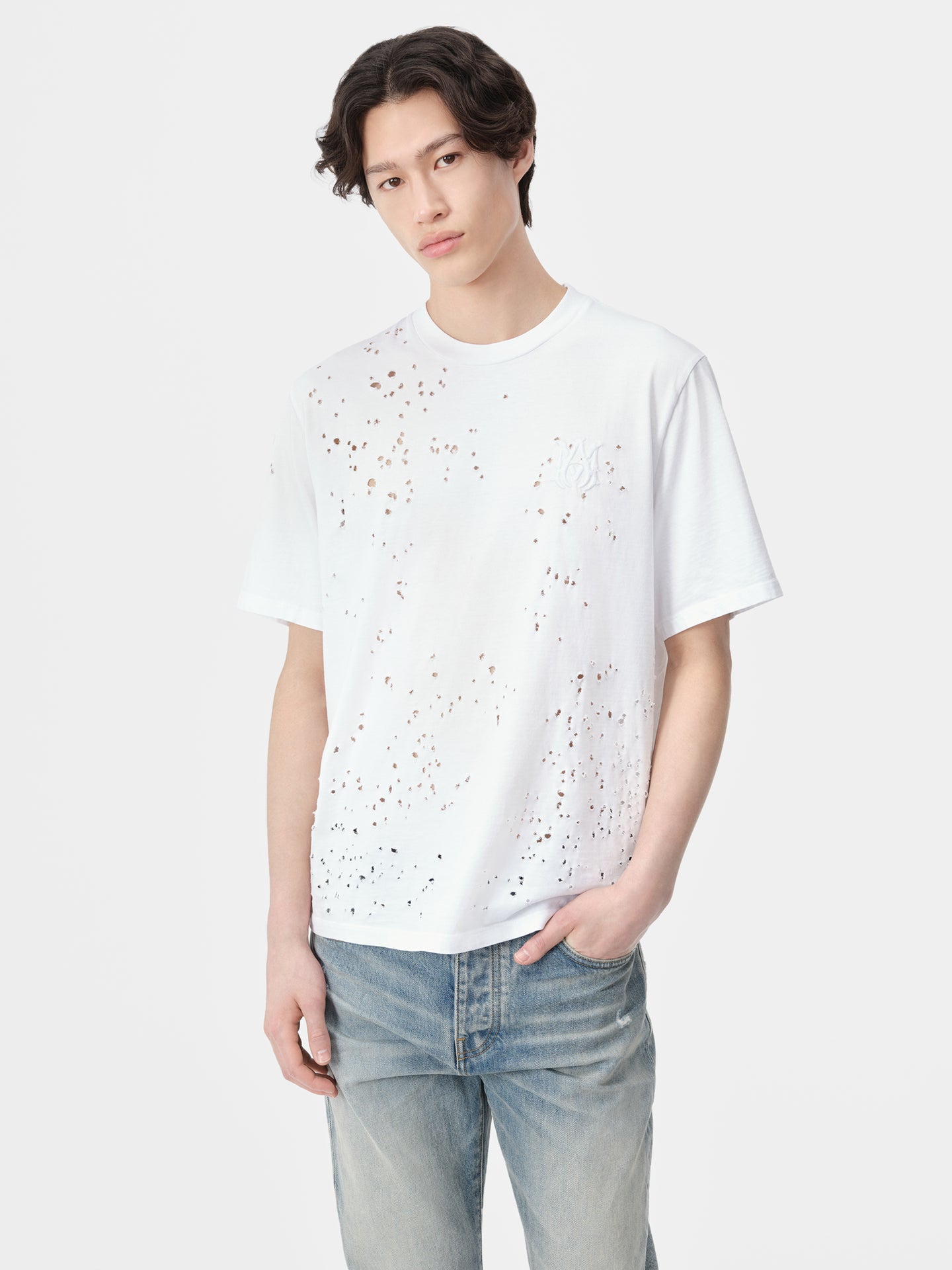 MA SHOTGUN EMBROIDERED TEE - White