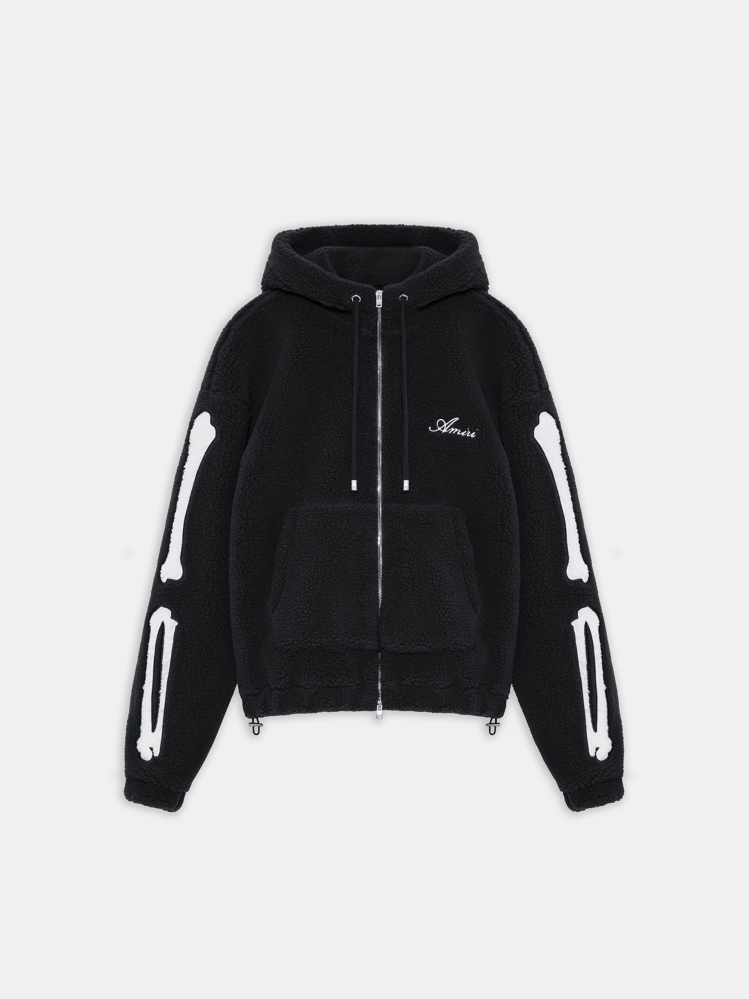 Product BONES FLEECE ZIP HOODIE - Black featured image
