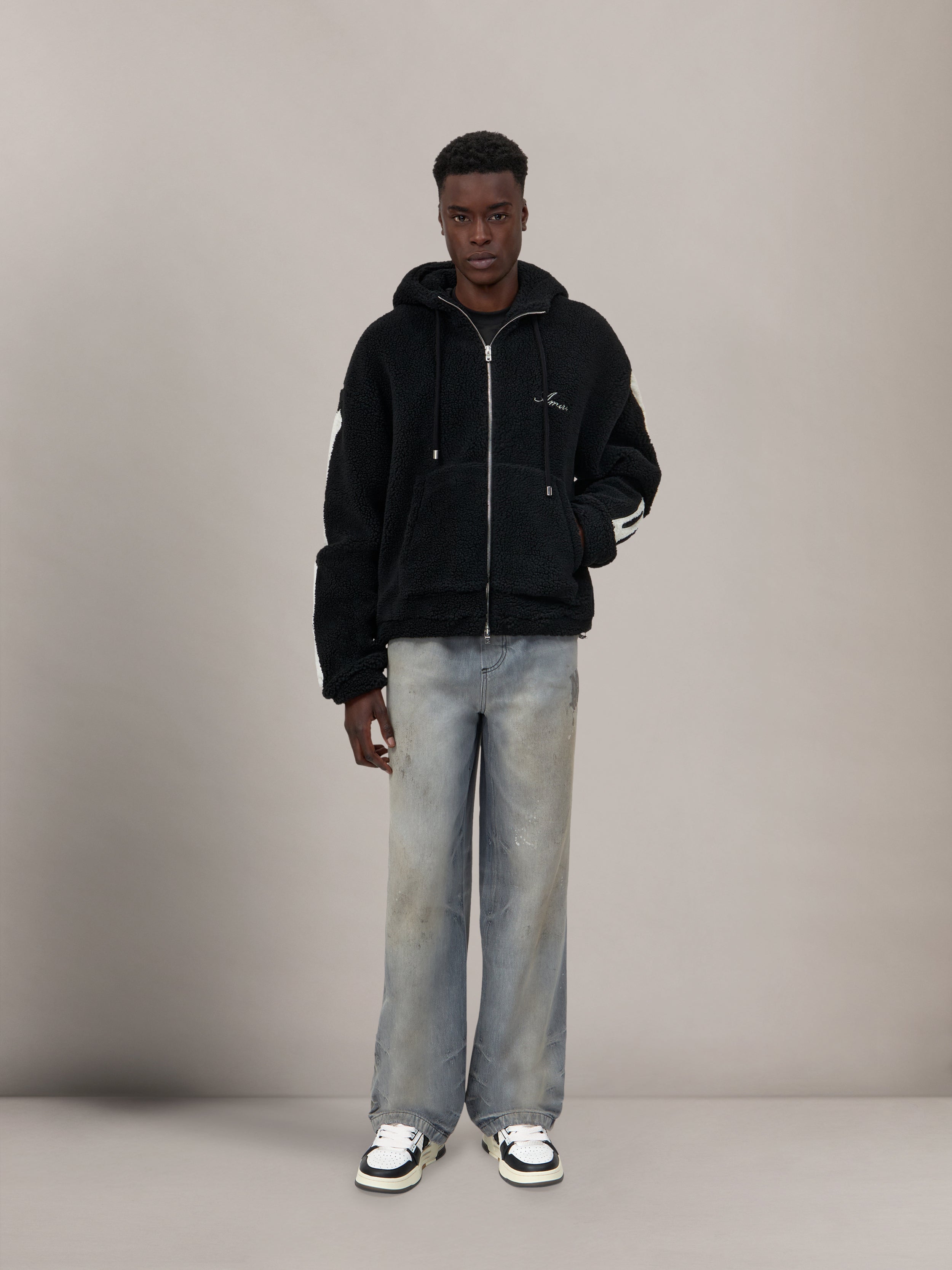BONES FLEECE ZIP HOODIE - Black