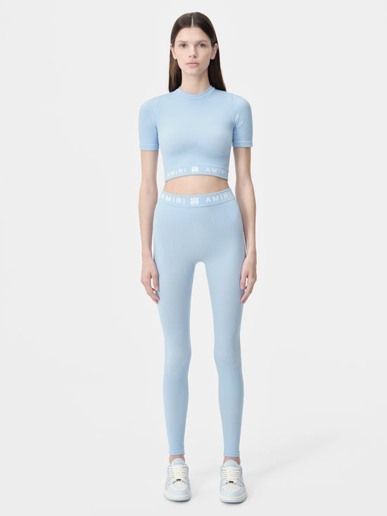 WOMEN - WOMEN'S MA RIBBED SEAMLESS S/S TOP - Cerulean